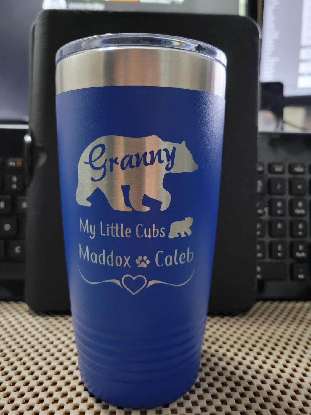 Customer photo review of Grandparents Bear (CUSTOM) With Names Engraved Tumblers