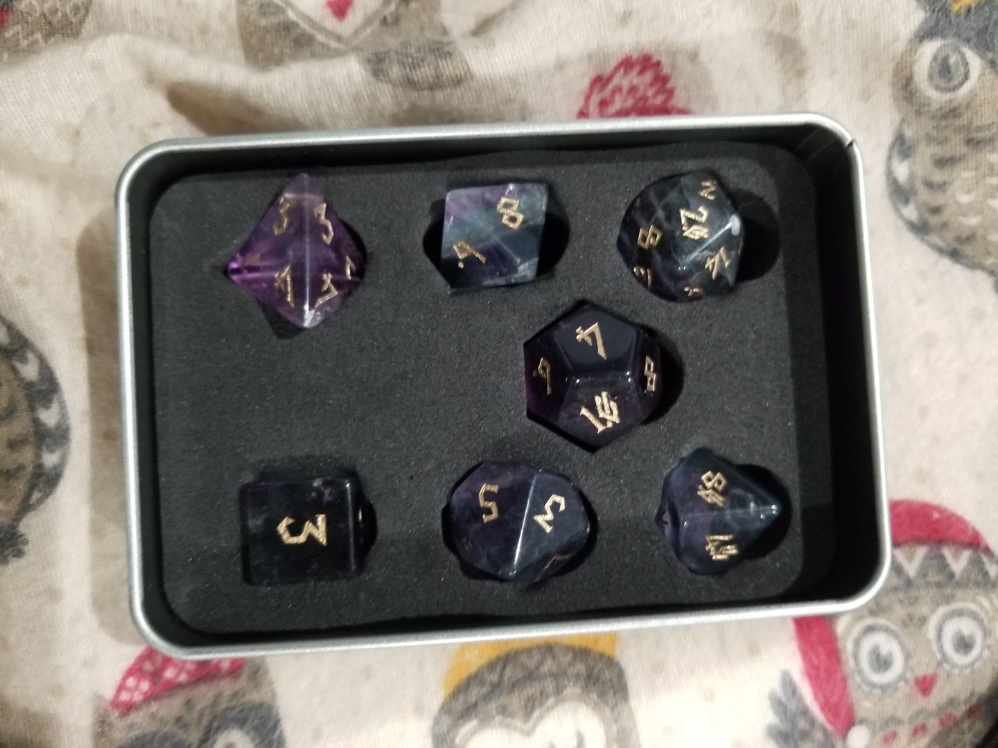 Customer photo review of PURPLE FLOURITE STONE DICE SET