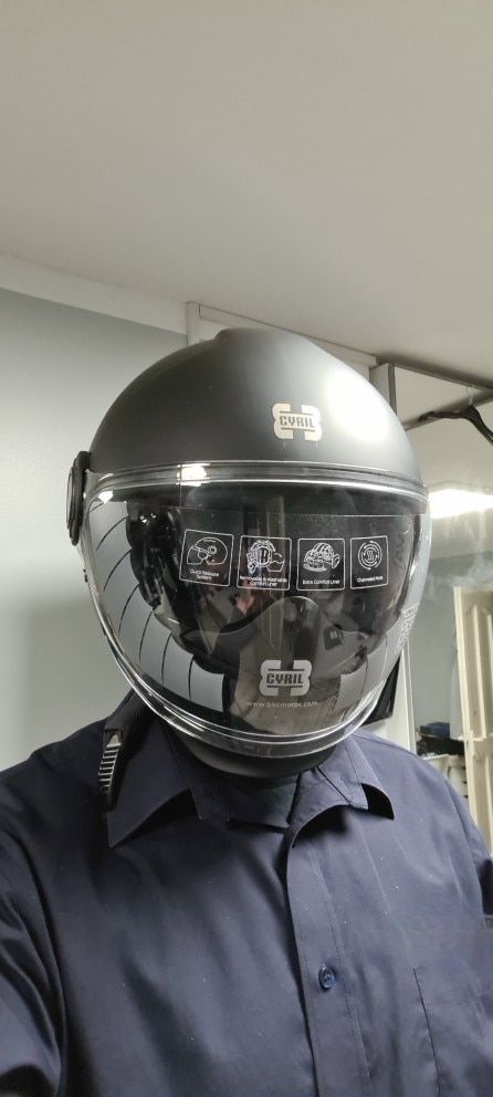Customer photo review of 'Air Force' Open Helmet with Retractable Visor