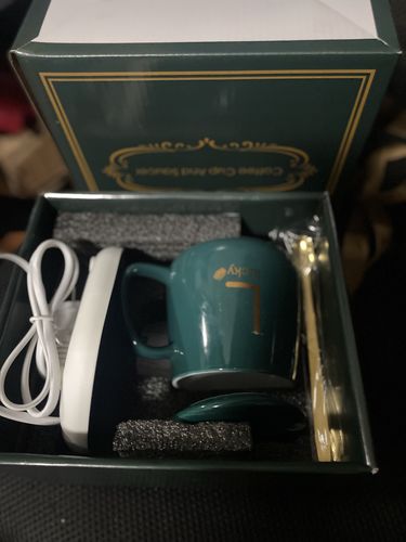 Customer photo review of Coffee Cup Warmer Heater and Saucer with Automatic Heating Mug Pad + Free Shipping