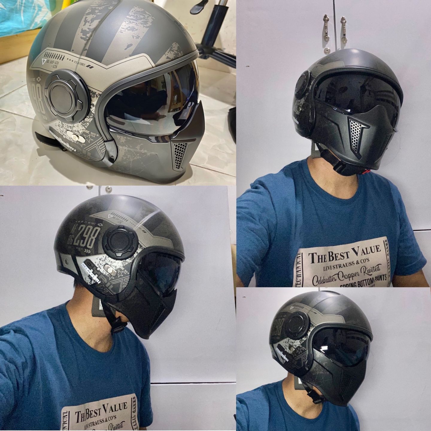 Customer photo review of 'Air Force' Open Helmet with Retractable Visor