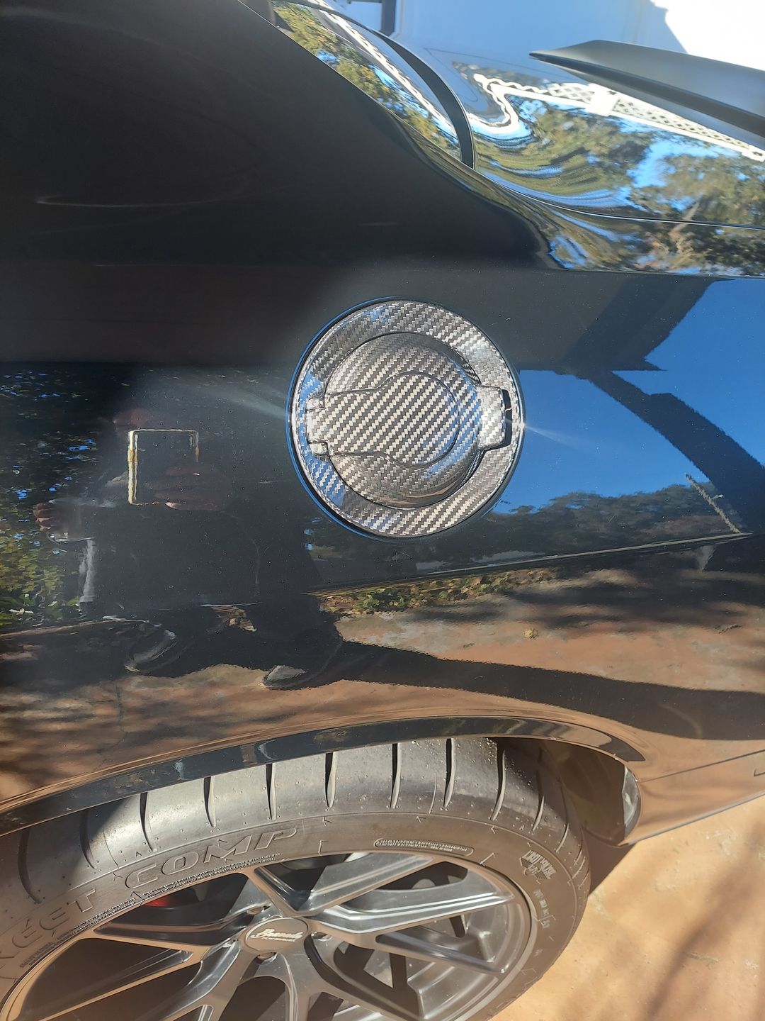 Customer photo review of Real Carbon Fiber Gas Cap Cover for Dodge Challenger 2015-2020