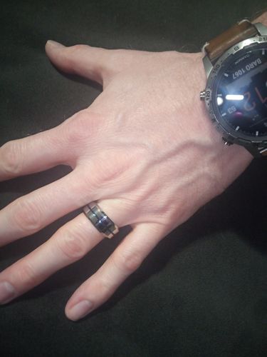 Customer photo review of Louily Men's Simple & Classic Wide Wedding Band In Titanium Steel