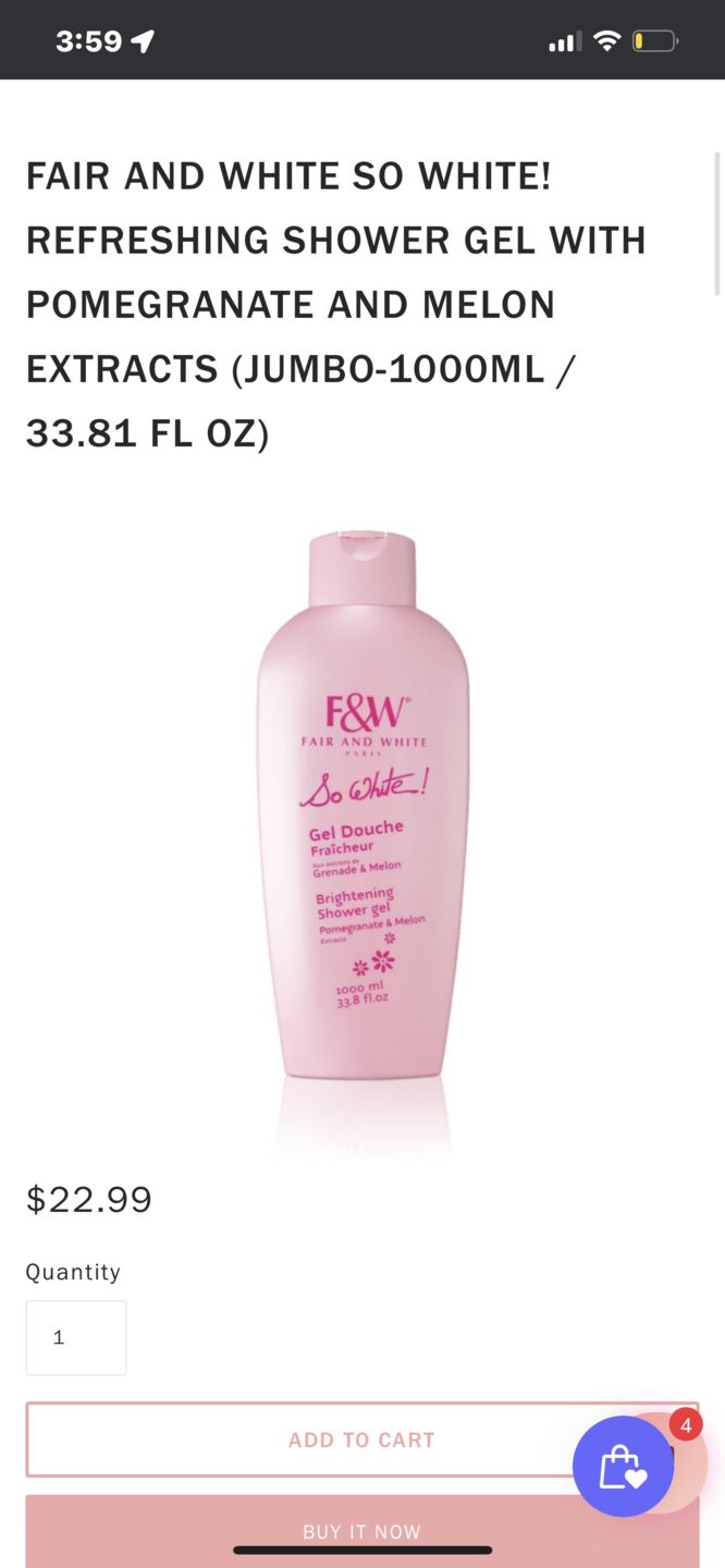 Customer photo review of Fair and White So White! Refreshing Shower Gel With Pomegranate And Melon Extracts (Jumbo-1000ml / 33.81 fl oz)