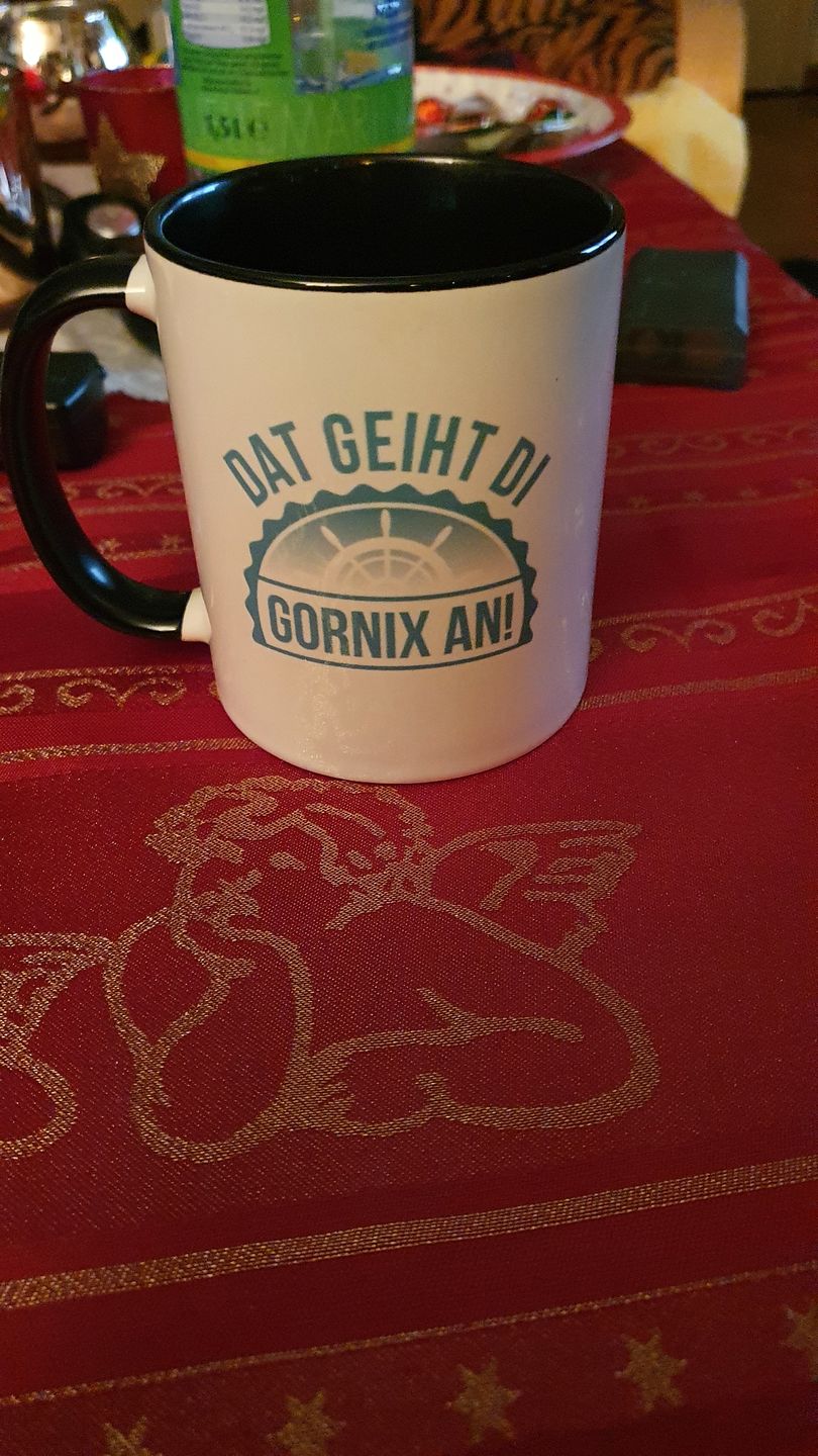Customer photo review of Geiht di gornix an · Keramik Tasse zweifarbig