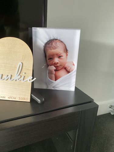 Customer photo review of 12.5 x 17.5 cm Free Standing Acrylic Photo Block