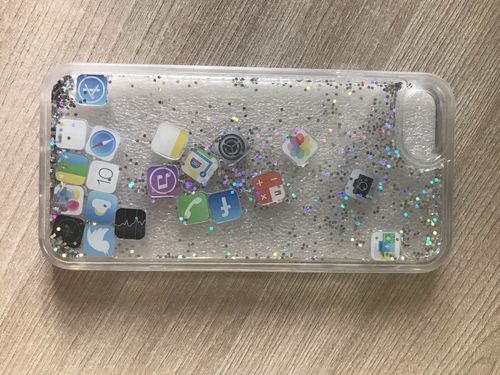 Customer photo review of App Glitter Quicksand iPhone Case