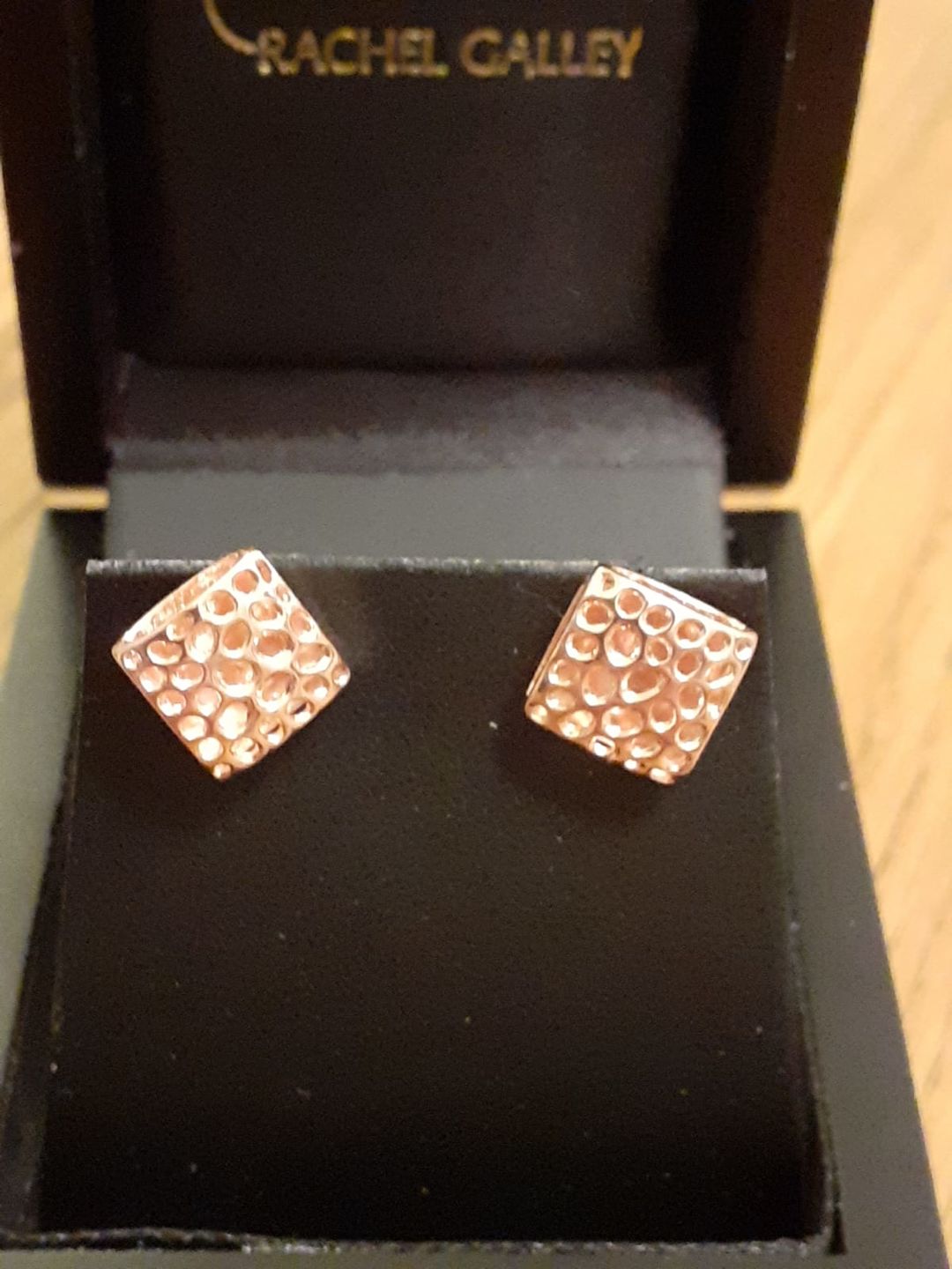 Customer photo review of Lattice Pebble Stud Earrings
