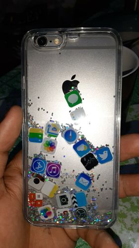Customer photo review of App Glitter Quicksand iPhone Case