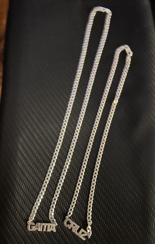 Customer photo review of Block Mini Name Necklace with Cuban Chain