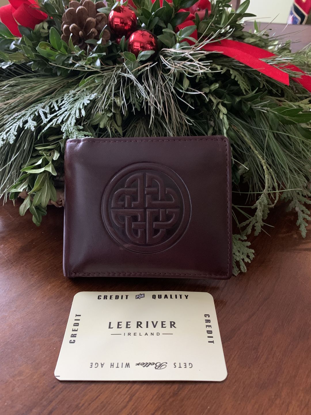 Customer photo review of Mens Leather Wallet - Knotwork