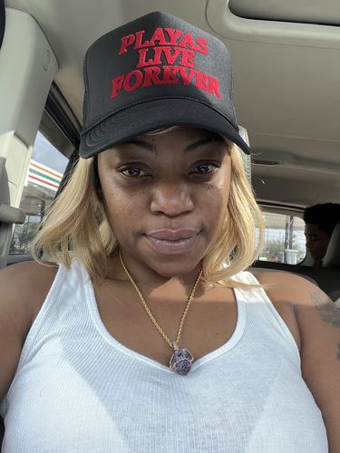 Customer photo review of Raw Amethyst/Rose Quartz Necklace