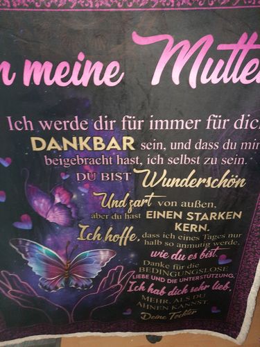 Customer photo review of "An meine Mama" Decke - Schmetterling