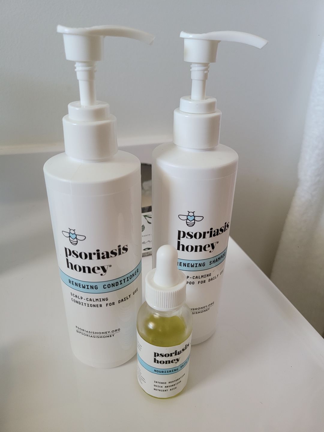 Customer photo review of Psoriasis Honey Scalp Nourishing Kit