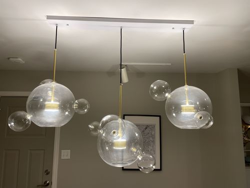Customer photo review of Modern Trio Linear Bubble Glass Pendant Light