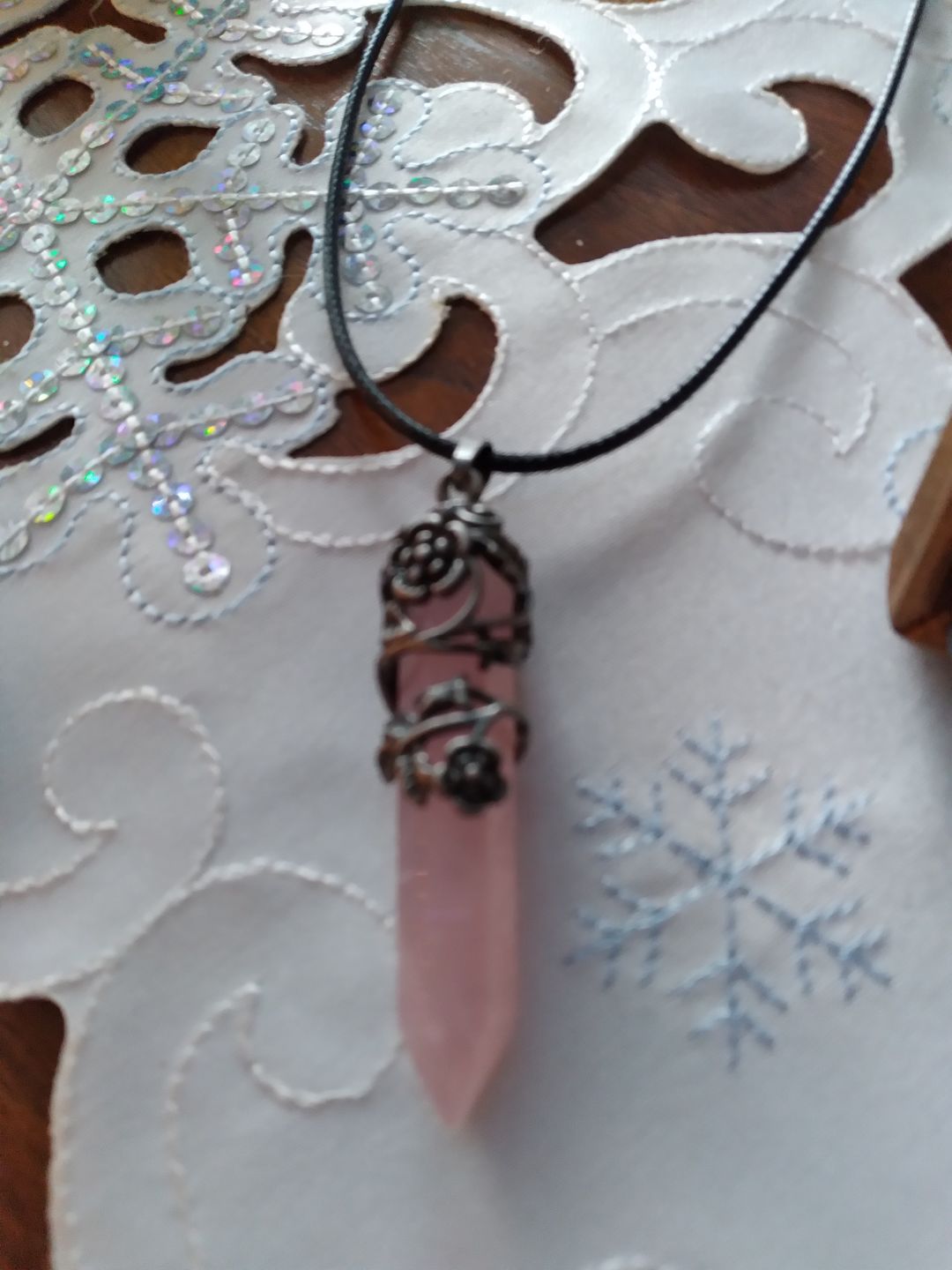Customer photo review of Crystal Flower Hexagon Necklace