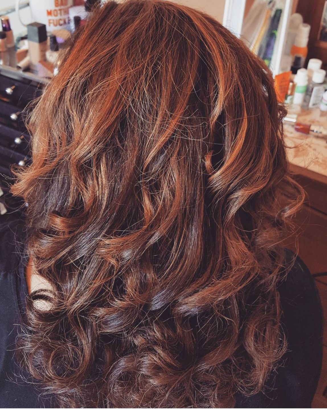 Customer photo review of Full Shine Tape in Hair Extensions Remy Human Hair Darkest Brown (#2)