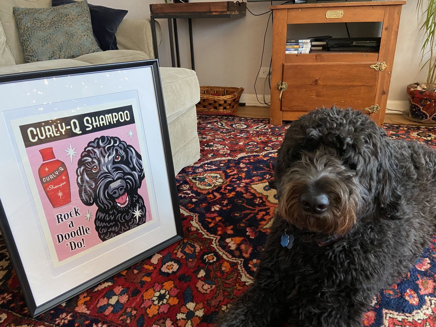 Customer photo review of Labradoodle Art "Rock a Doodle 'Do!" Black Doodle - Doodle Art Print by Krista Brooks