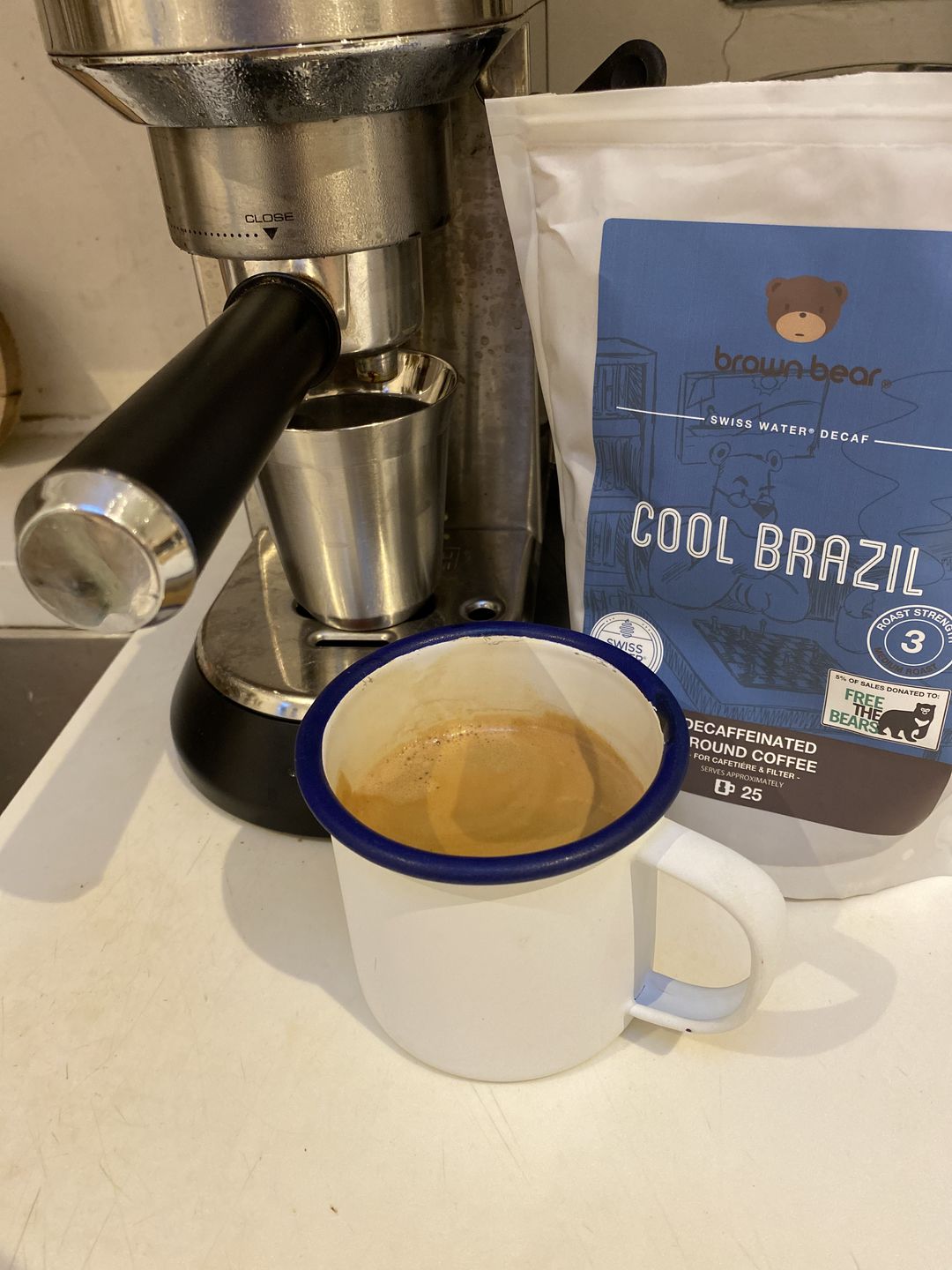 Customer photo review of Brown Bear Cool Brazil Swiss Water Decaf Decaffeinated Coffee, Strength 3, Medium Roast