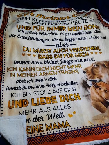 Customer photo review of "An meinen Sohn" Decke - Lion