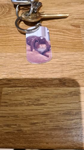 Customer photo review of Don't Cry For Me Custom Keychain