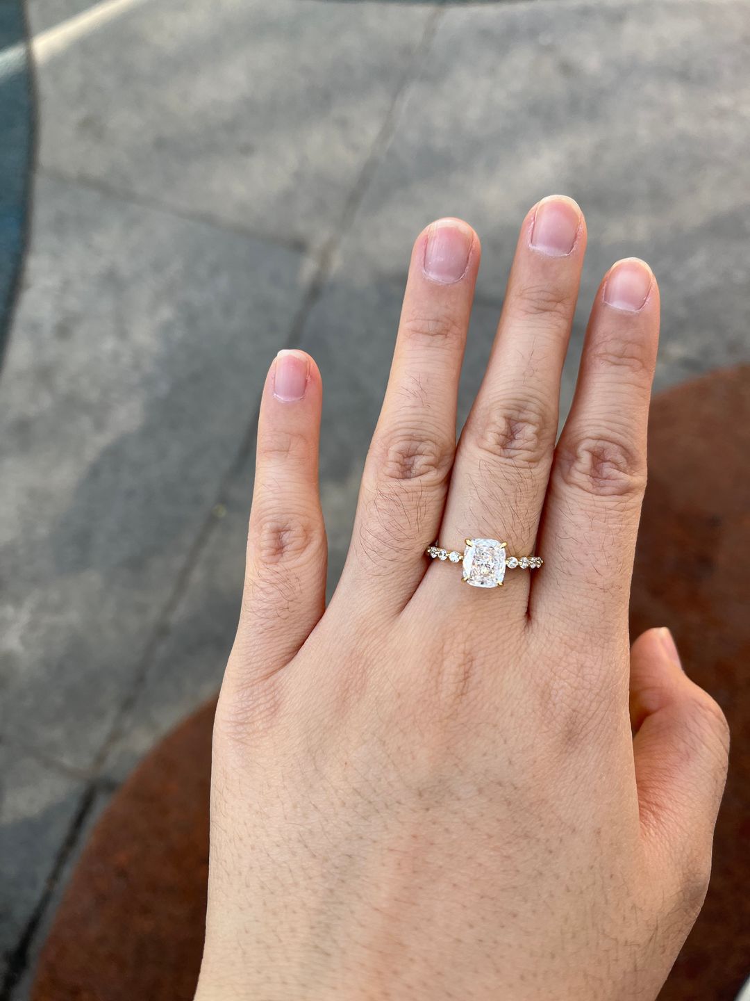 Customer photo review of Louily Exquisite 2.0 Carat Cushion Cut Engagement Ring
