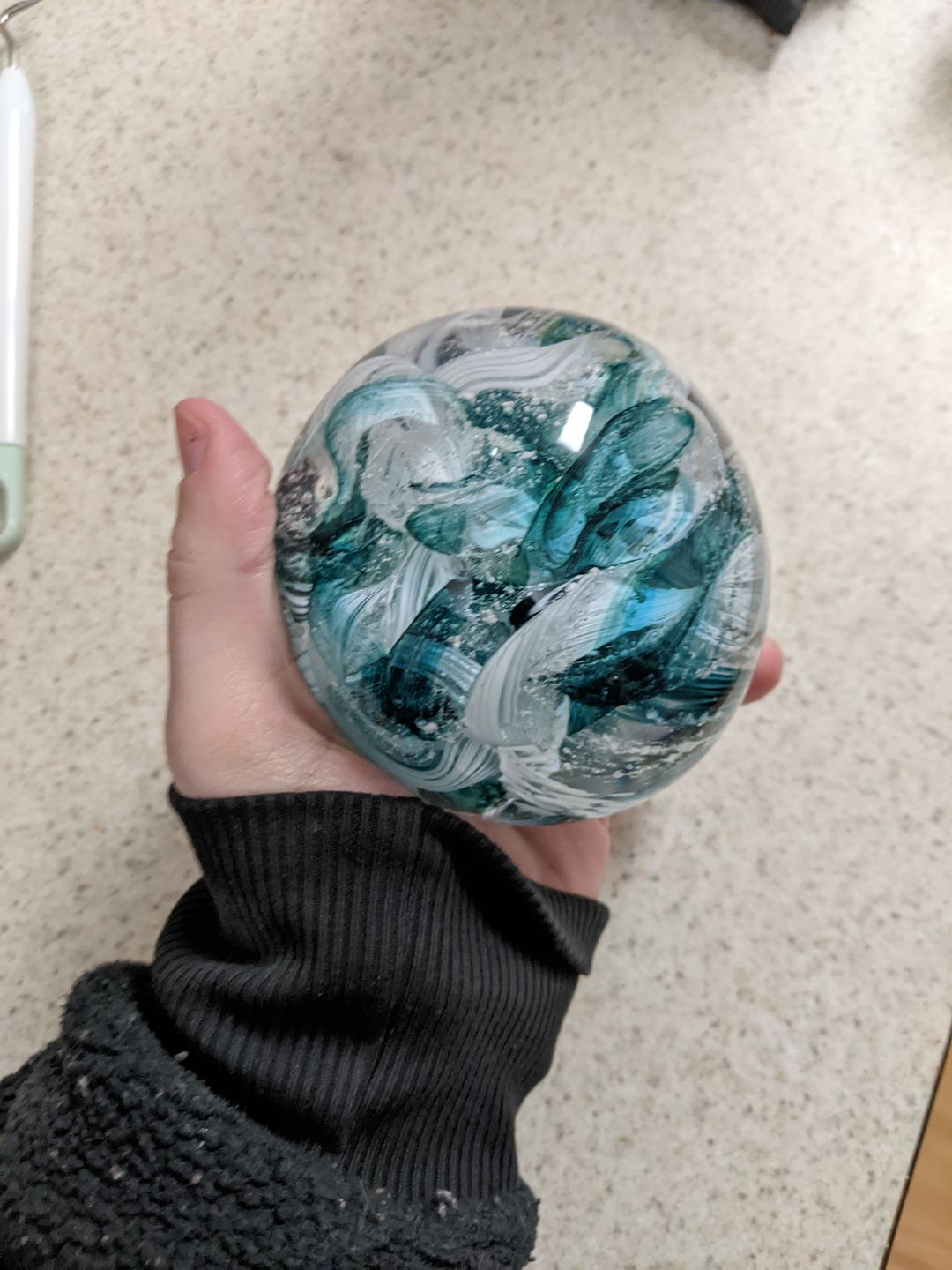 Customer photo review of Cotton Candy Orb with Infused Cremation Ashes