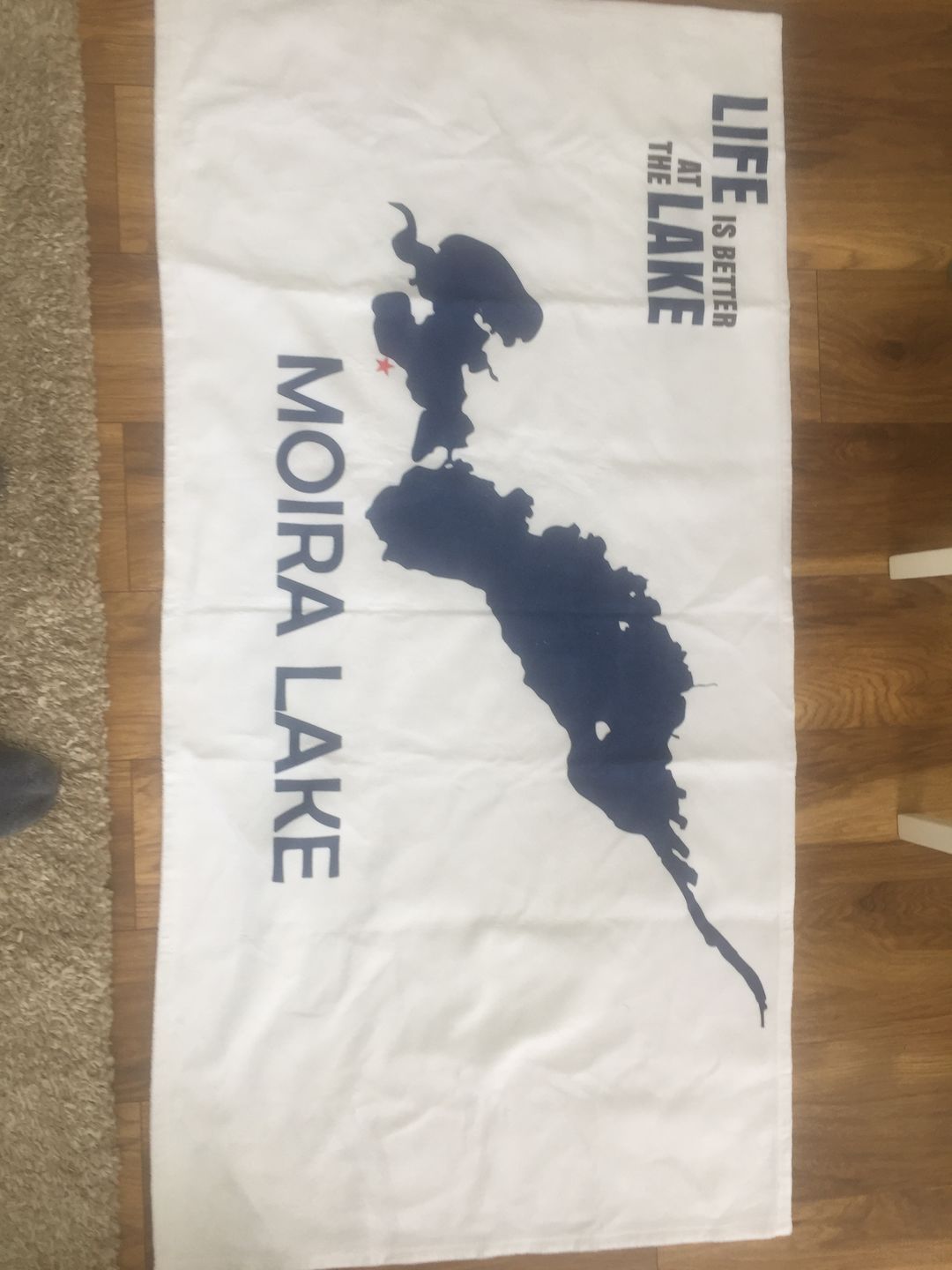 Customer photo review of Custom Lake Beach Towel