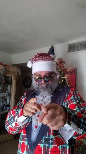 Customer photo review of Men's Christmas Print Regular Fit Long Sleeve Shirt