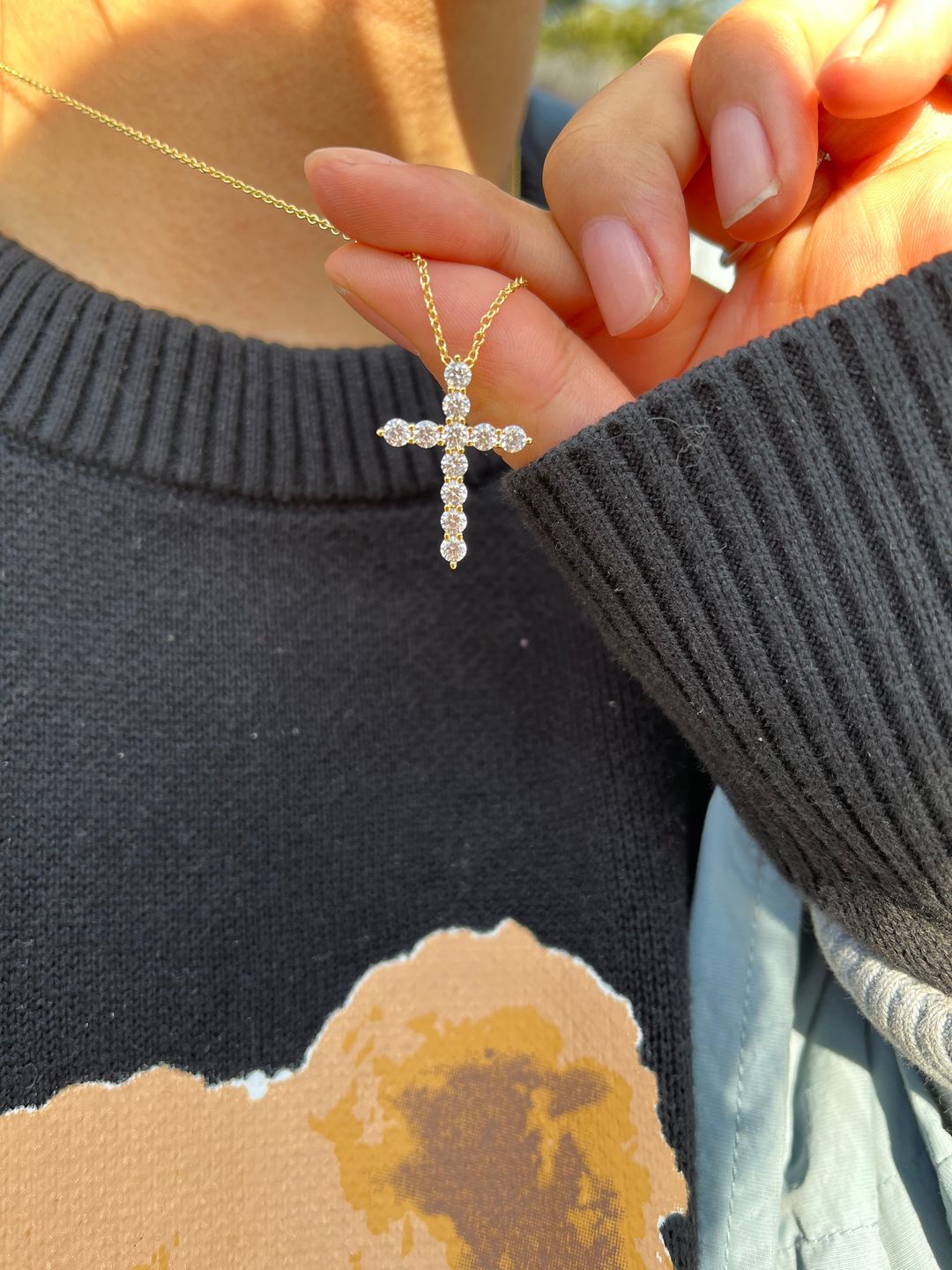 Customer photo review of Louily Sterling Silver Fashion Cross pendant Necklace