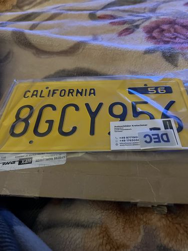 Customer photo review of 1956 CALIFORNIA LICENSE PLATE 6"x12" (156.5mm x 305mm)