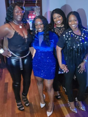 Customer photo review of Sequined Party See-Through V Neck Mini Dress