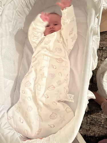 Customer photo review of Organic Cotton & Camel Wool Long Sleeve Sleep Sack 2.5 TOG - Shell