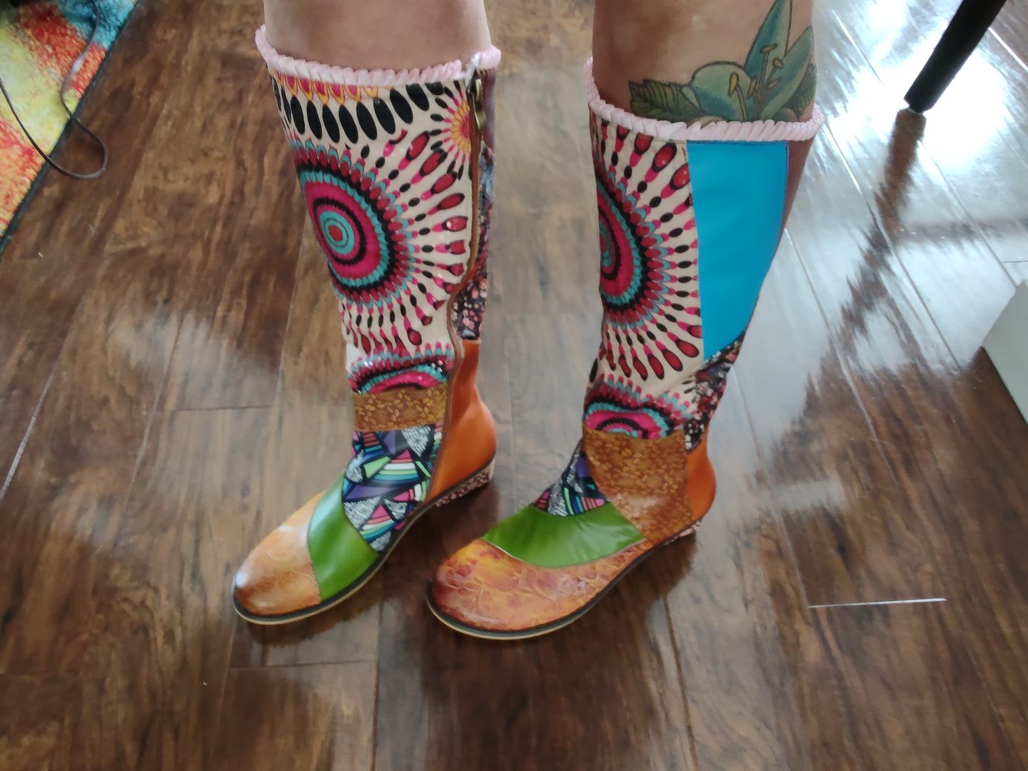 Customer photo review of Casual Retro Leather Boots Knee High Boots