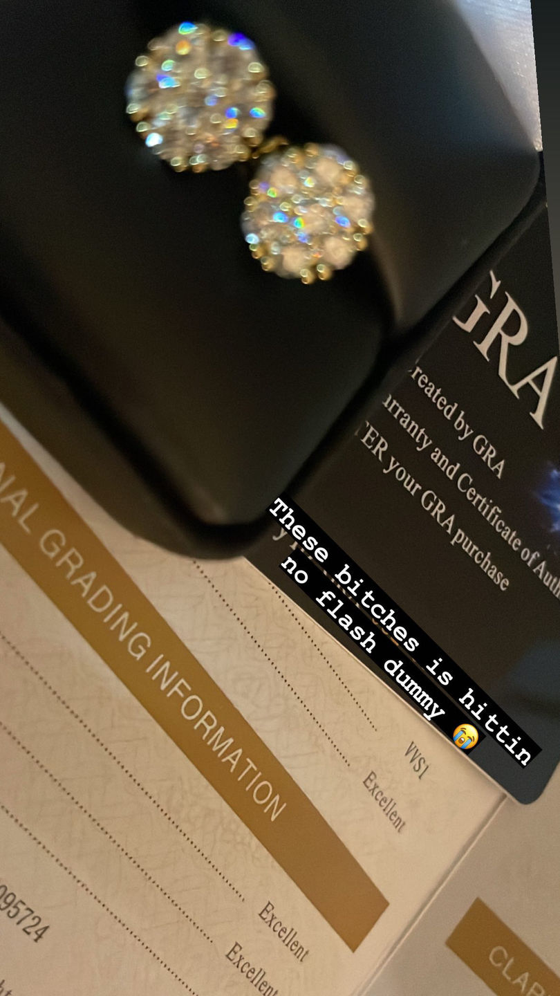 Customer photo review of 1.40 Carat Certified VVS1 Moissanite Cluster Earrings