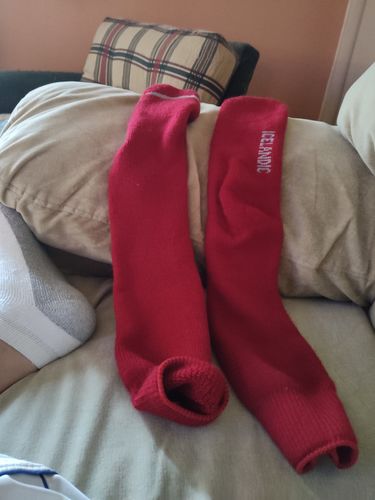 Customer photo review of J.B. Field's Icelandic "30 Below Over-the-Calf" Merino Wool Thermal Sock