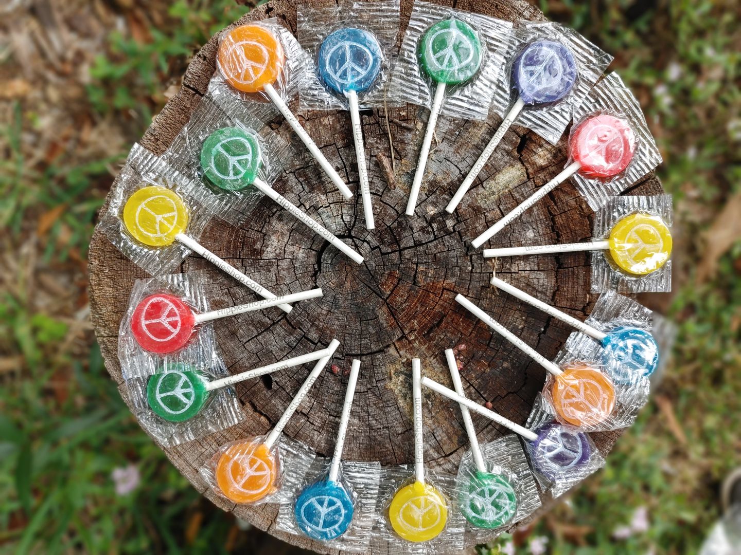 Customer photo review of Hippie Shop Peace Pop Lollipops