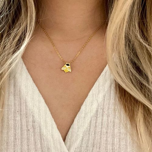 Customer photo review of Project Honey Bees - Adopt a Bee Gold Necklace