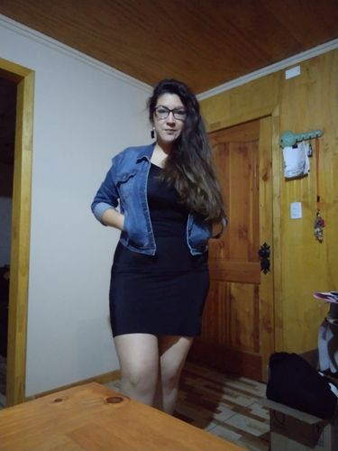 Customer photo review of Vestido Pabilo Invisible Negro