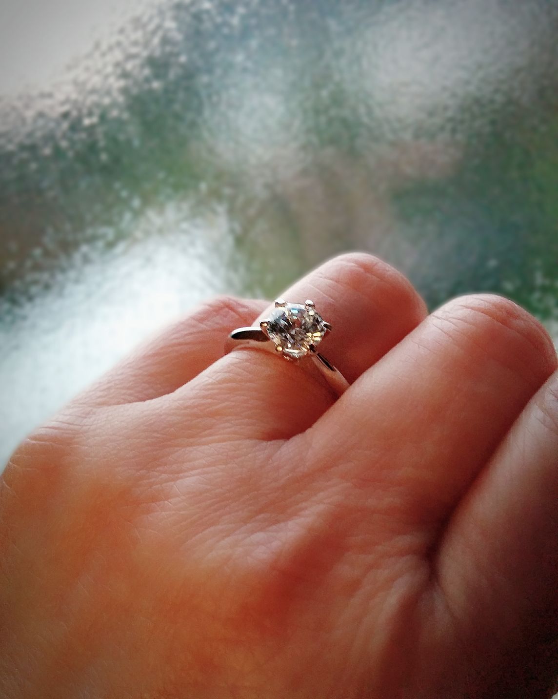 Customer photo review of Classics for Hundreds of years, six prong solitaire ring