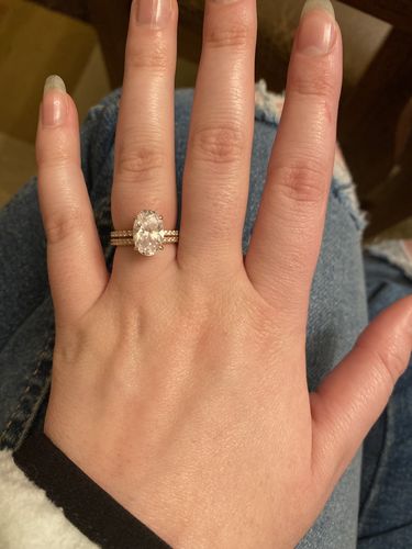 Customer photo review of Louily Rose Gold Oval Cut 3-Pieces Wedding Ring Set In Sterling Silver