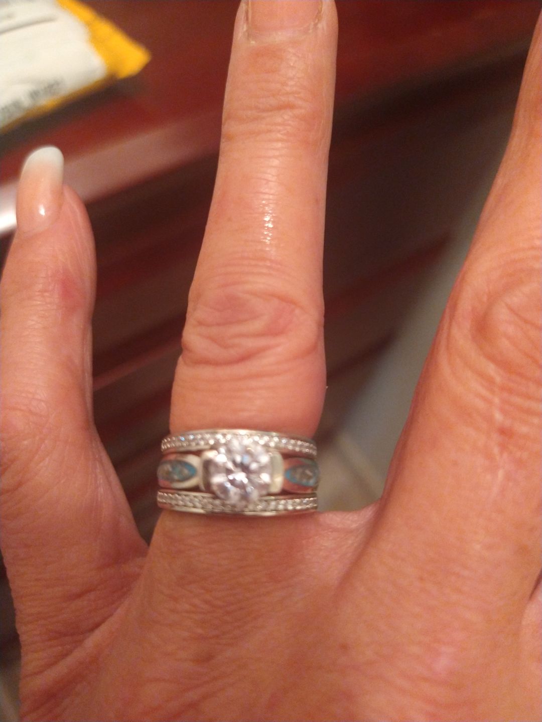 Customer photo review of Silver Ring with Gem and Cremation Ash