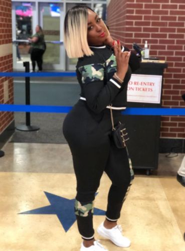 Customer photo review of Fashion Casual Camouflage Patchwork Two-Piece Suit