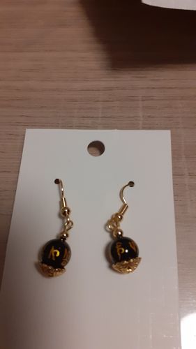 Customer photo review of BOUCLES SOLO OBSIDIENNE plaqué or