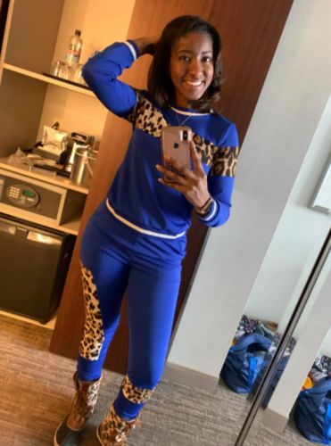 Customer photo review of Casual Print Suits Patchwork Leopard Two Piece