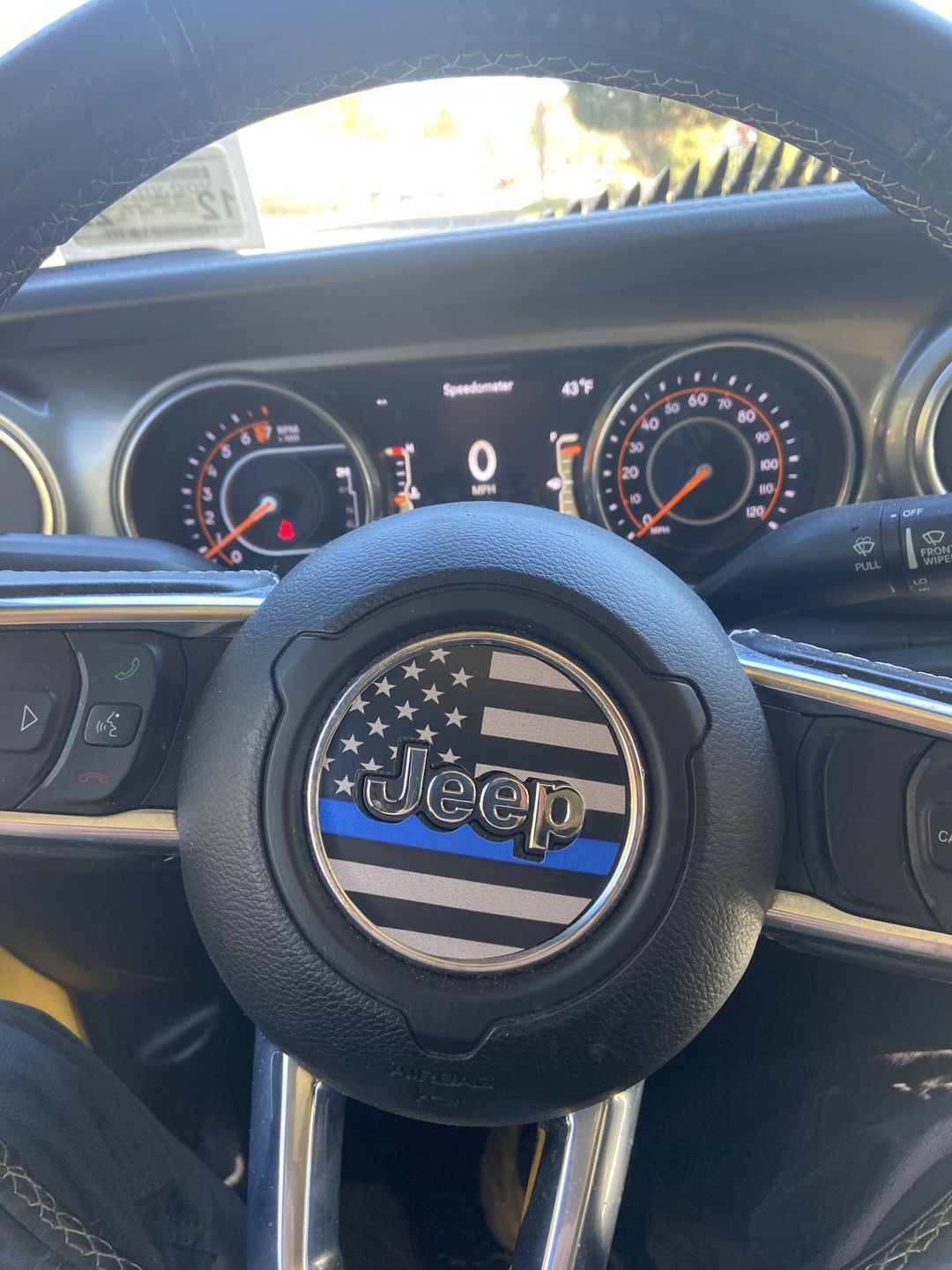 Customer photo review of First Responder Flag Steering Wheel Decal for Jeep