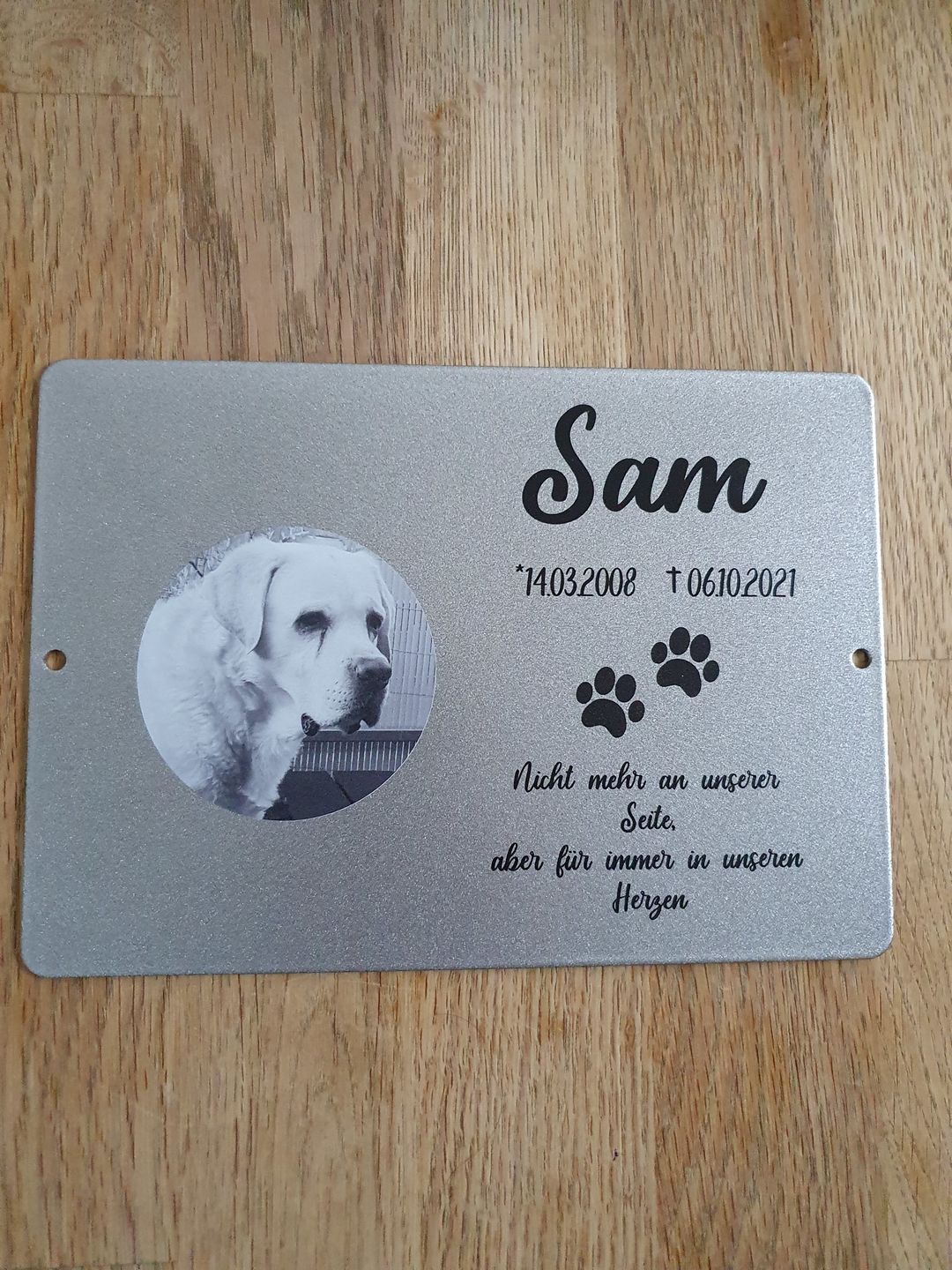 Customer photo review of Gedenktafel Hund "Lieblingshund"