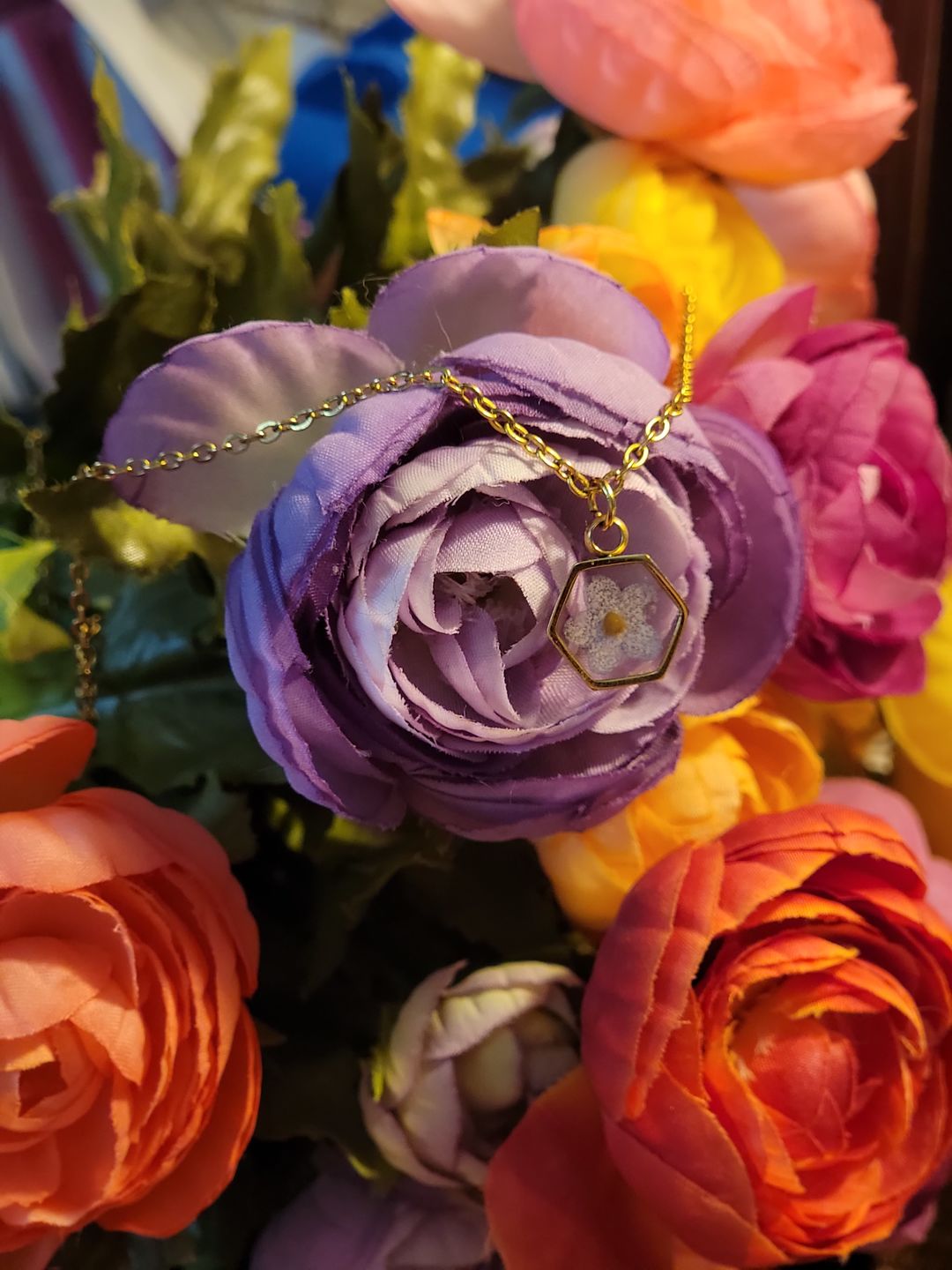 Customer photo review of Matthew 17:20 Forget Me Not Necklace