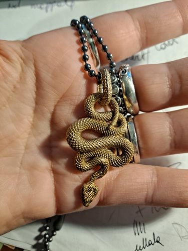 Customer photo review of Classic Snake Pendant | Brass