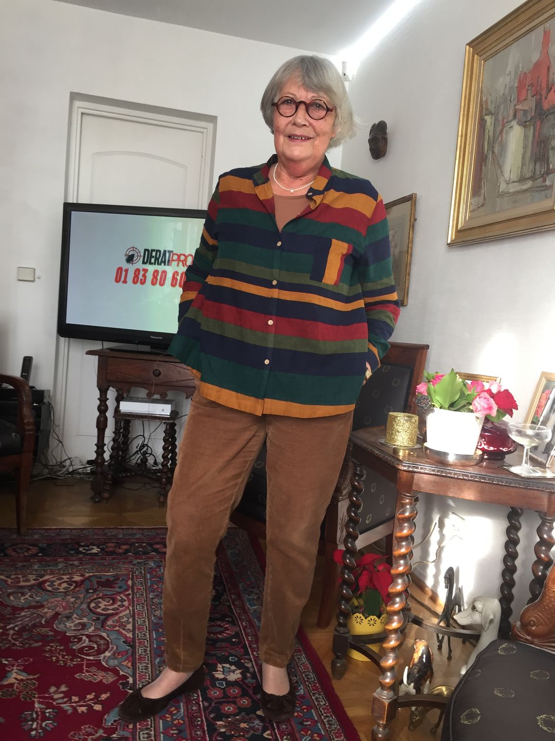 Customer photo review of Plus Size - Vintage Striped Long Sleeve 100%Cotton Shirt
